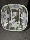 Vintage  10” Crystal Serving Bowl  With Violet Flowers by Crystal Clear Studios