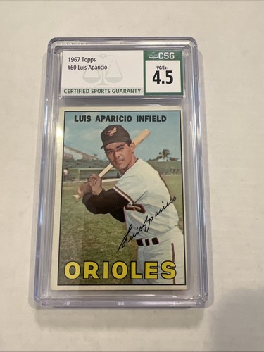 1967 Topps Baseball Card #60 Luis Aparicio Baltimore Orioles Graded CSG 4.5 - Picture 2 of 5