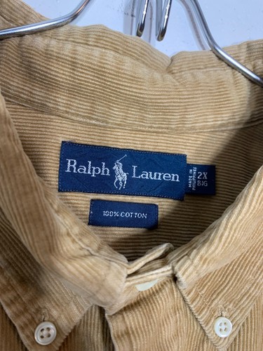 Vintage Polo Ralph Lauren Hemd Herren 2X Big Tan Cord Button Down Big Shirt Baumwolle - Bild 6 von 12