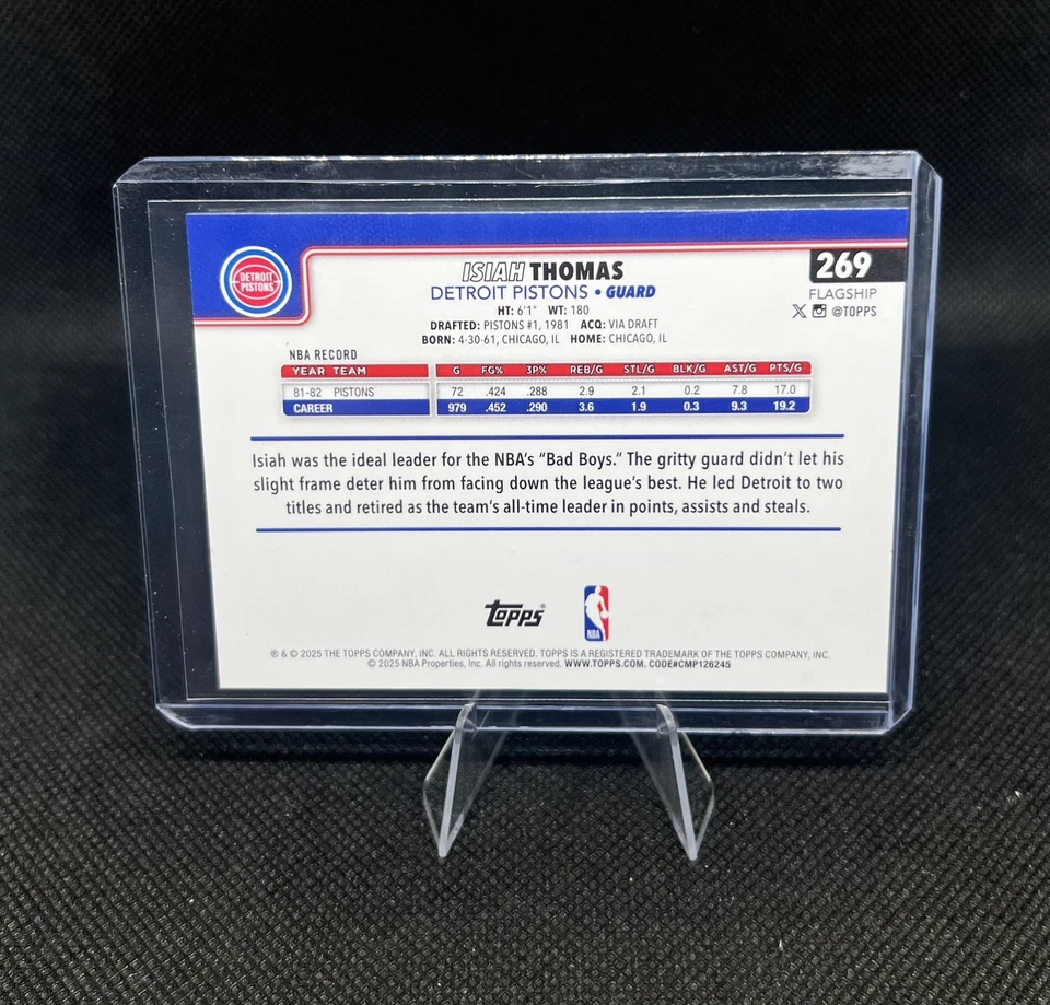 2025-26 Topps Isiah Thomas #269 Equipo Color Logo Borde Variación Pistones Detroit Foto 2 de 4