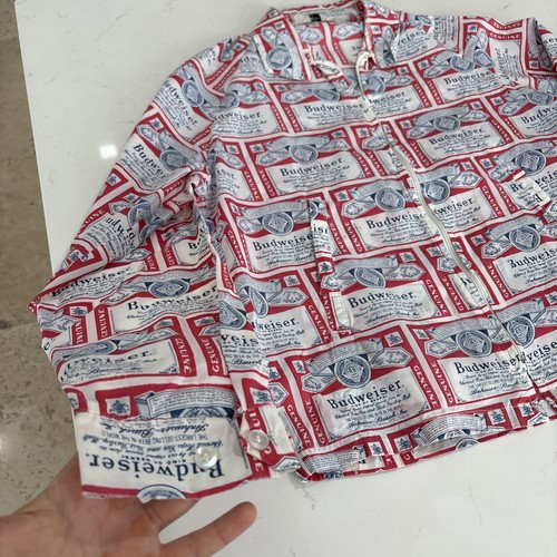 GIACCA A VENTO UOMO VINTAGE ANNI 70 RARA BIRRA BUDWEISER ESTIVA CERNIERA Taglia M - Foto 3 di 12