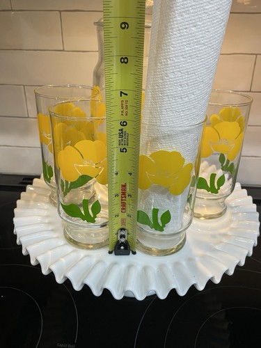Vintage Anchor Hocking Yellow Flowers Beverage Set - Bild 3 von 3