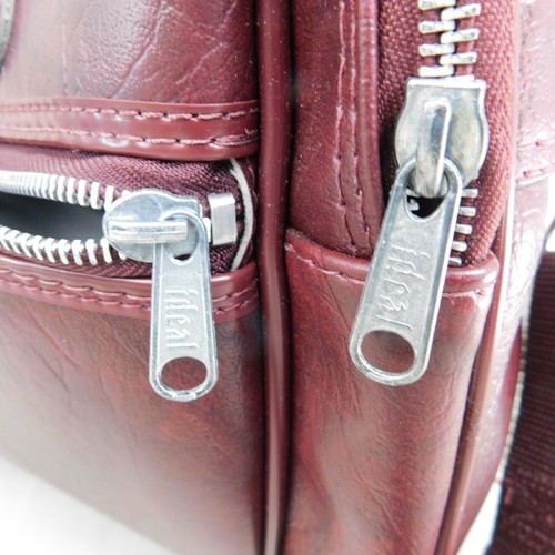 Bolso de Lona Vintage American Tourister Cuero Rojo Doble Asa #C514 - Imagen 7 de 12