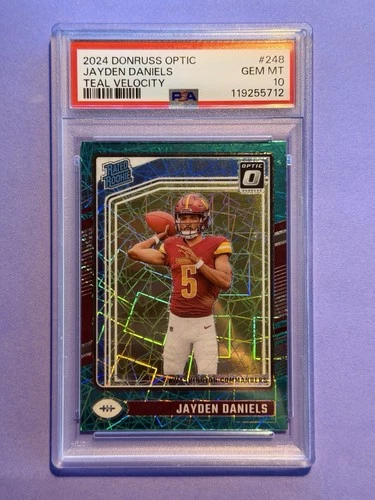 2024 Donruss Optic #248 Jayden Daniels RC Rookie Teal Velocity PSA 10 POP 24!