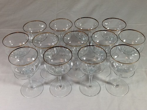 Goldrand Klar Kristall Sherbet Kelch Stielglas - Bild 12 von 12
