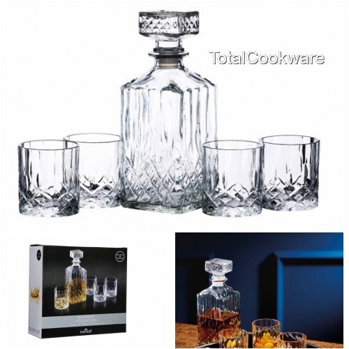 BarCraft Whisky Cut-Glass Decanter and Glass Gift Set, Cut Glass 5-piece Set - Picture 1 of 6