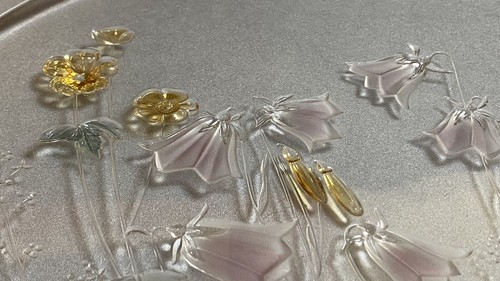 Stunning Vintage MIKASA Nova Crystal Cinderella Embossed Floral Cake Tray 13" - Picture 3 of 3