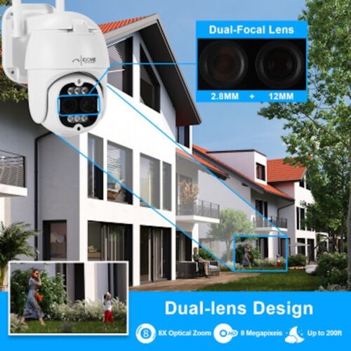 Telecamera di sicurezza domestica IDOME 4K DualLens IP PTZ WIFI 8X zoom ibrido 8mp 4K ESTERNO - Foto 5 di 10