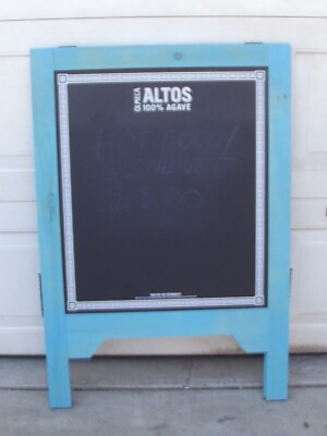 Olmeca Altos Tequila BAR A-Frame Sign Turquoise Chalkboard Wooden 41 x 28'' NEW