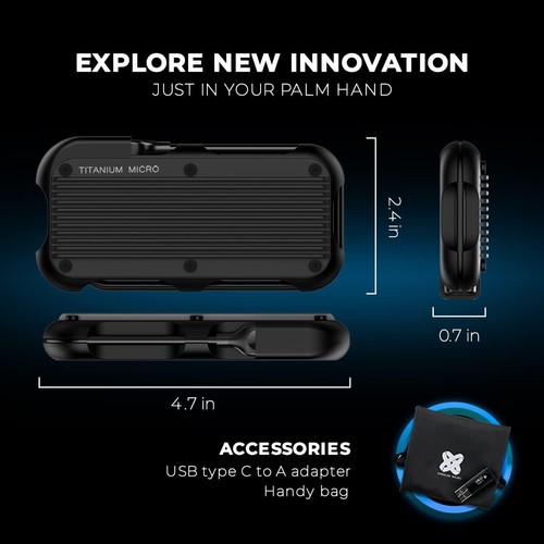 Titanium Micro Mercury 1TB External SSD Up to 1000MB/S NVMe USB 3.2 Type C - Afbeelding 6 van 8