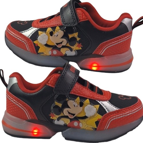 MICKEY Boys Light-Up Shoes Sneakers Toddlers Size 9 (17 Cm) New color Red Black - Picture 2 of 23