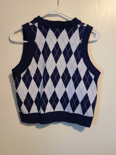 Daisy Street blau Argyle Rauten Strick Pullover Weste Knopfleiste Größe S - Bild 2 von 6