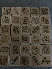 Wood Mounted Rubber Stamp Set, Teacher/Classroom Set of 30 D.O.T.S S167