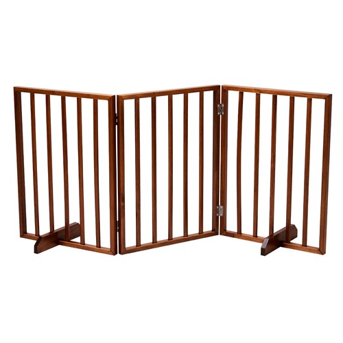Wooden Dog Fence Brown Pet Safety Barrier Indoor Outdoor Adjustable Panel Strong - Picture 3 of 22