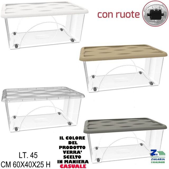 BOX STORAGE BAULE CONTENITORE DUNE CM 60X40X25 H - LT. 45 CON RUOTE COPERCHIO BOX STORAGE BAULE CONTENITORE DUNE CM 60X40X25 H - LT. 45 CON RUOTE COPERCHIO