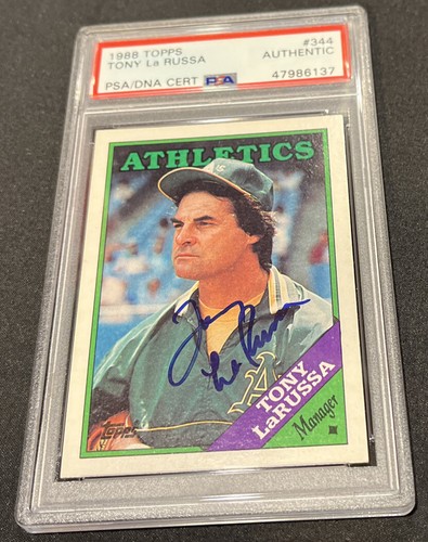 Tony LaRussa Oakland A's Auto Signed 1988 Topps Card #344 ~ PSA/DNA Slab - Picture 3 of 7