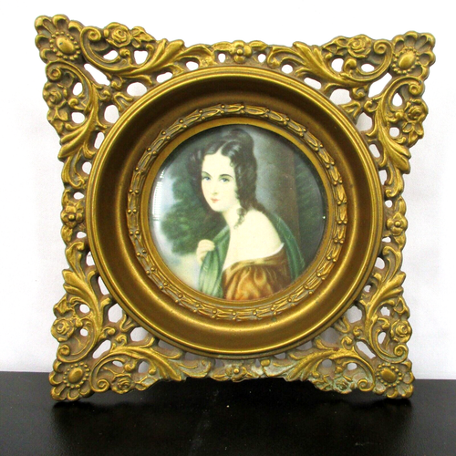 Cameo Creation Victorian Framed Portrait Lady Hamilton Convex Glass G. Romney