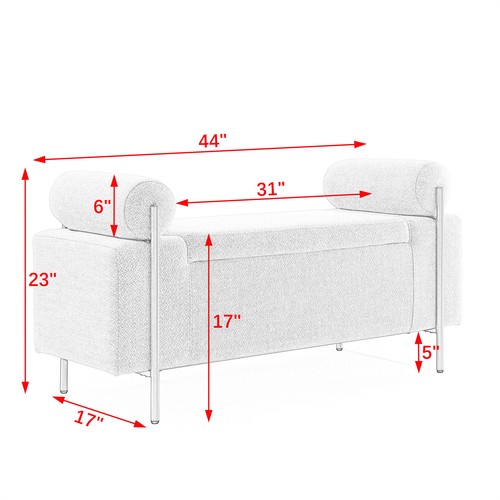 Storage Bench Storage Ottoman with Upholstered and Cylindrical Arms for Bedroom - Picture 42 of 48