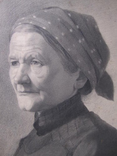 Zeichnung Portrait alte Frau W. Schubert 1903 feine Mal- Qualität+ eindrucksvoll - Bild 3 von 16