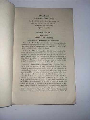 Colorado Corporation Laws 1948 Rare - Picture 5 of 5