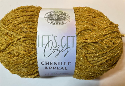Lion Brand Yarn lets get Cozy CHENILLE APPEAL #4 Worsted Yarn - HARVEST GOLD