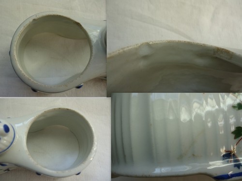 SUPPORT PRESENTOIR HUILIER VINAIGRIER EN PORCELAINE DECOR AUX BARBEAUX - Imagen 2 de 2