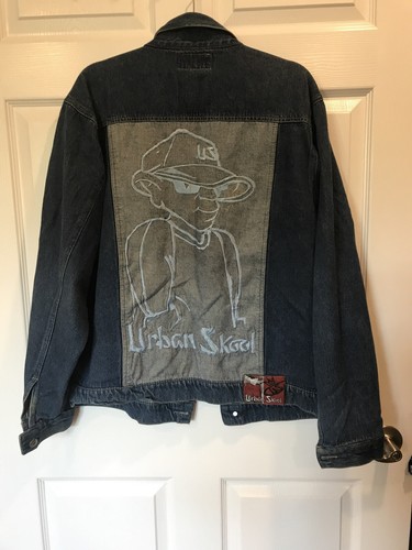 Men’s Urban Skool Vintage Rare Hip Hop Denim Jean Jacket Size M - Picture 1 of 9