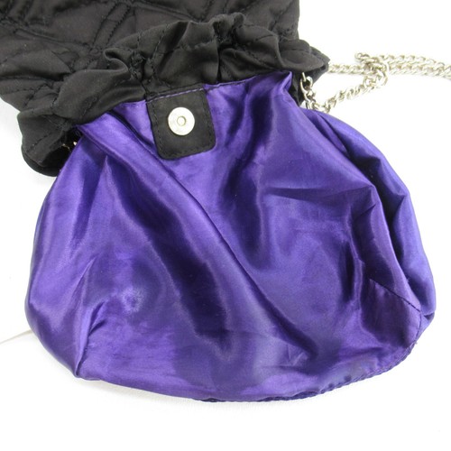 Borsa a mano trapuntata a tracolla donna nera foderata in nylon tracolla a catena borsetta - Foto 10 di 14