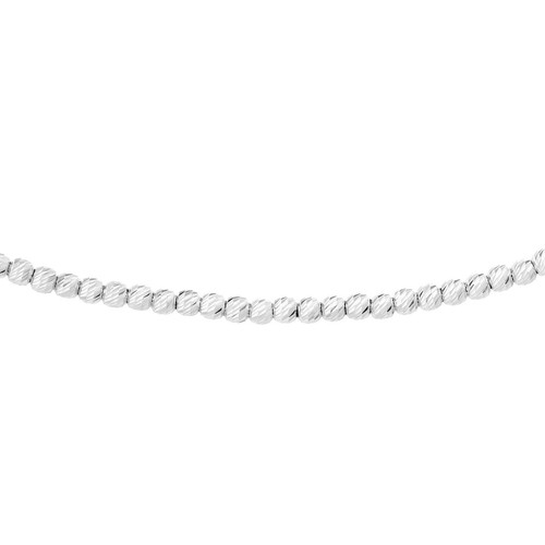 2mm Ajustable Corte Diamante Cuenta Gargantilla Real 14K Oro Blanco 40.6cm - Imagen 2 de 3