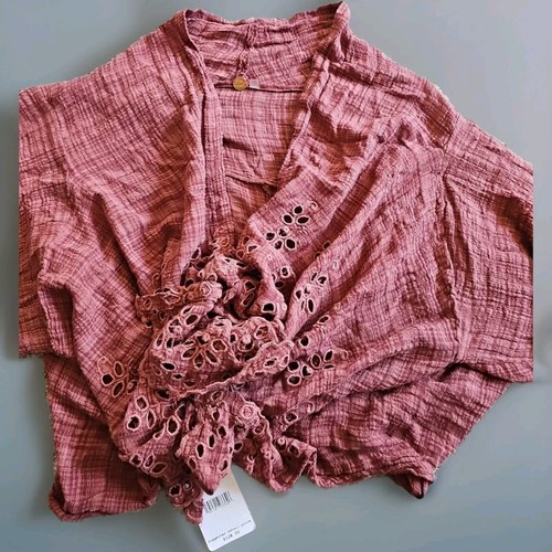 FREE PEOPLE Amaira Kimono Cardigan Pullover M/L Mauve Floral NWT $128. C7 - Picture 6 of 8