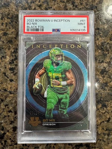 Bo Nix 2022 Bowman U Inception #61 Black Foil #d /10 PSA 9 RARE Investment