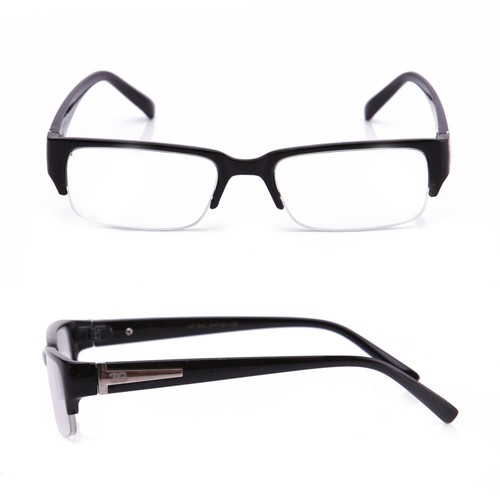 Medio Marco Lentes Transparentes Moda Gafas Modernas Negras Moda Estilo Moderno - Imagen 2 de 3