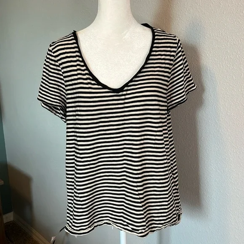 JCrew Striped Vintage Cotton T-shirt Black Size Large