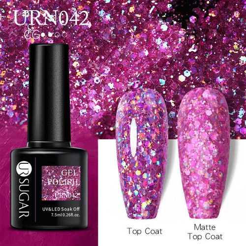 Colour Glitter Nail Gel Polish UV LED Varnish Soak Off Manicure Top & Base Coat - Picture 72 of 119
