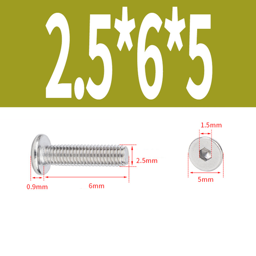 M2/2.5 Flat Head Allen Hex Socket Screw Bolt 304 Stainless Steel Thread L:2-20mm - Picture 24 of 30