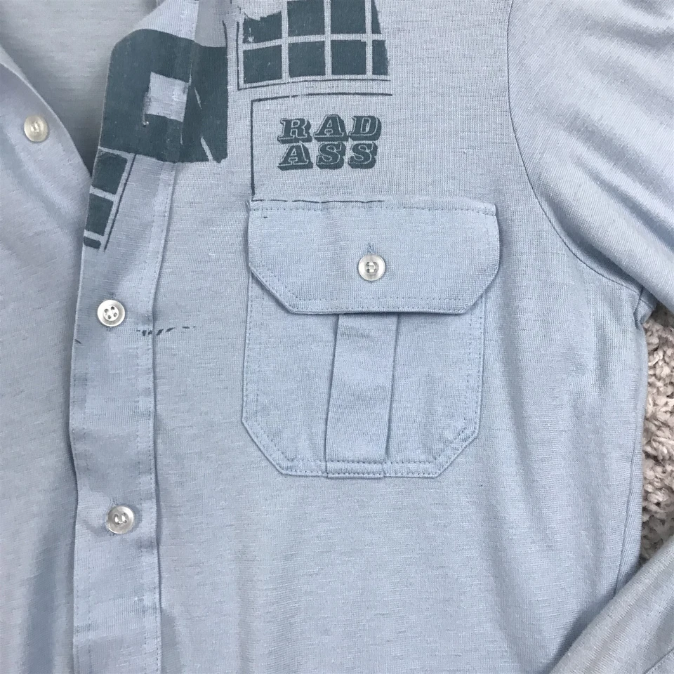 Givenchy For Chesa Shirt Mens Medium Small Button Up Long Sleeve Blue Geometric - Image 2 of 4