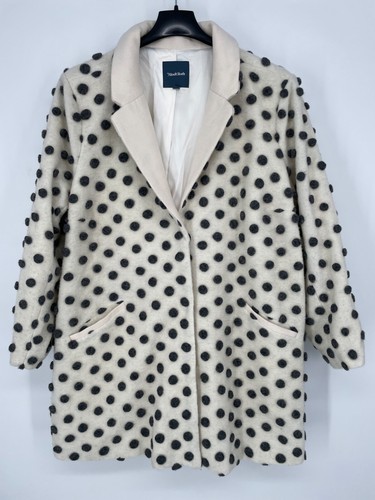 ModCloth Womens size 3X Salient Polka Dot Wool Blend Coat Grey and White button - Picture 13 of 14