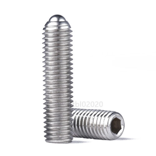 M3-M16 Federnde Druckstücke mit Kugel Innensechskant Madenschrauben Edelstahl A2 - Picture 5 of 5