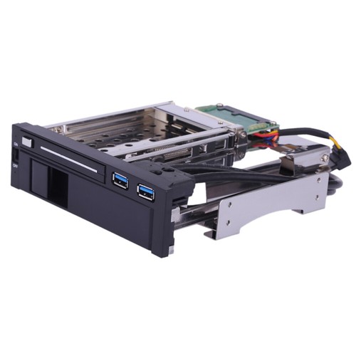 5.25" Dual Bay Internal Mobile Rack for 2.5" 3.5" SSD HDD Hot-swap Dock T8Y0 - Afbeelding 2 van 10