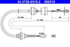ATE 24.3728-0518.2 Clutch Cable for CITROEN,FIAT,PEUGEOT