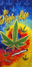 BeachTowel Cannabis &quot;The High life&quot; Weed MJ Bath  30 x 60  100%Cotton