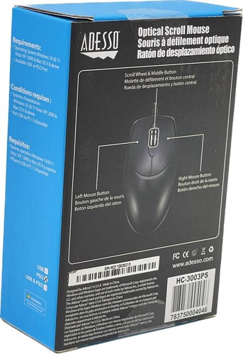 ADESSO HC-3003PS PS/2 BLACK 3-BUTTON OPTICAL SCROLL MOUSE - NEW QTY 5 - 第 2/3 張圖片