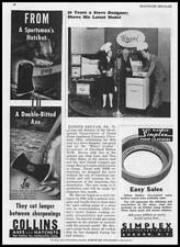 1944 Collins Co. Collinsville CT Sportsman's Hatchet Double-Bitted Axe Print Ad