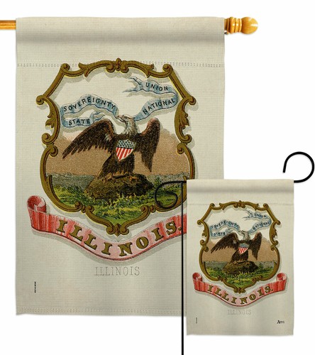 Waffenkosten Illinois Garten Flagge Americana Staaten Deko Geschenk Hof Banner - Bild 1 von 19