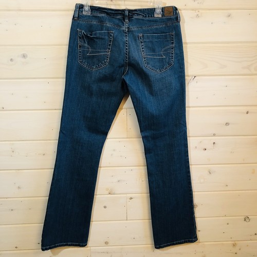 American Eagle True Boot Stretch Jeans 6 Reg Low Rise Medium Wash Distressed - Picture 4 of 7