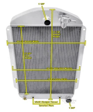KR 3 Row Radiator Chevy Config,10" Fans,Shroud for 1937 Chevy Master Car V8 Conv