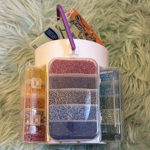 Jewelry Making Glass Seed Beads 25 Colors Portable Caddy Crafts Arts BEADS ONLY - Picture 8 of 9