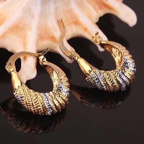 Bonitos Nuevos Pendientes de Aruga enchapados en Oro Amarillo y Blanco de dos Tonos - Imagen 6 de 11