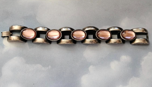 Seltenes Ben Amun Schwergliederarmband mit lauen Steinen 80er Jahre - Bild 2 von 4