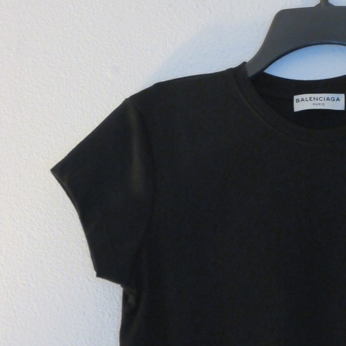 Balenciaga Women's Short Sleeve A Point Hemline Black Tee Shirt Midi Dress S B33 - Picture 3 of 16